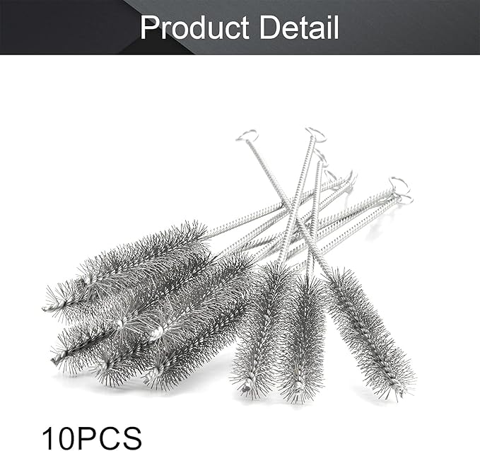 Utoolmart Steel Wire Cleaning Brush, Spiral Power Tube Brush, Steel Wire Tube Brush Cleaning Tool, Tube Bottle Brush, 0.8-inch Diameter 12-inch Length, 10pcs