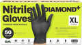 SUPER+ HEAVY DUTY Nitrile Gloves 8 Mil Diamond Texture Disposable Chemical Resistant Powder &Latex Free Food Safe Black 50 Ct