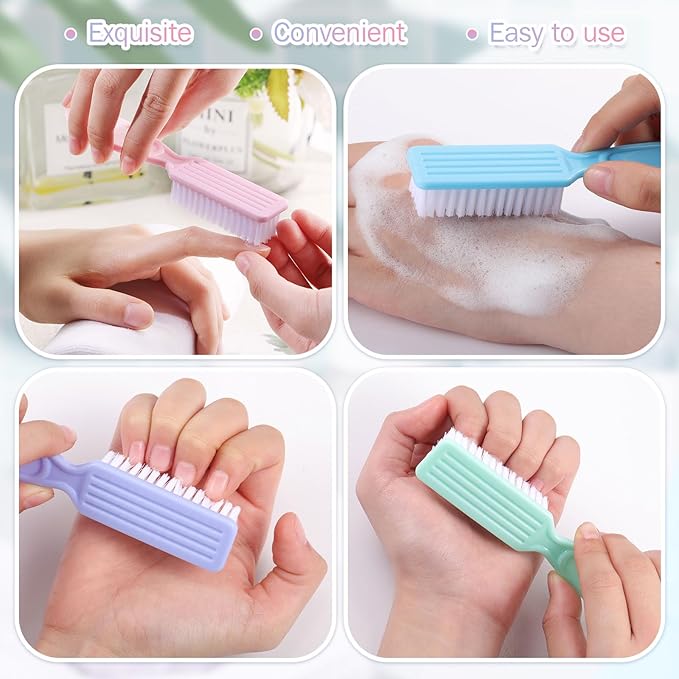 Patelai 15 Pieces Nail Brush Handle Grip for Cleaning Fingernails Toes Scrub Manicure Pedicure(Macaron Colors)