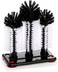 Yesland Water Bottle Cleaning Brush with Suction Base, 3 Head Removable Glass Washer Bristle Brush Cleaner for Long Leg Cup, Beer Cup, Red Wine Glass, Bar, Kitchen, Sink, Home Tools