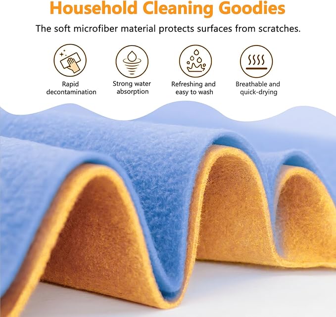 8 Pack Super Absorbent Shammy Cleaning Cloths – Reusable Non-Woven, Lint-Free & Scratch-Free Towels for Kitchen, Bathroom, Windows, Floors, Car & Pet Cleanups