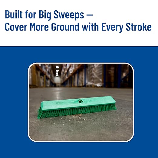 SPARTA 41890EC09 Omni Sweep Plastic Push Broom Head, Heavy Duty, Industrial Broom With Color Code System For Outdoor, Indoor, Garage, Concrete, Patio, Kitchen, Bathroom, 18 Inches, Green