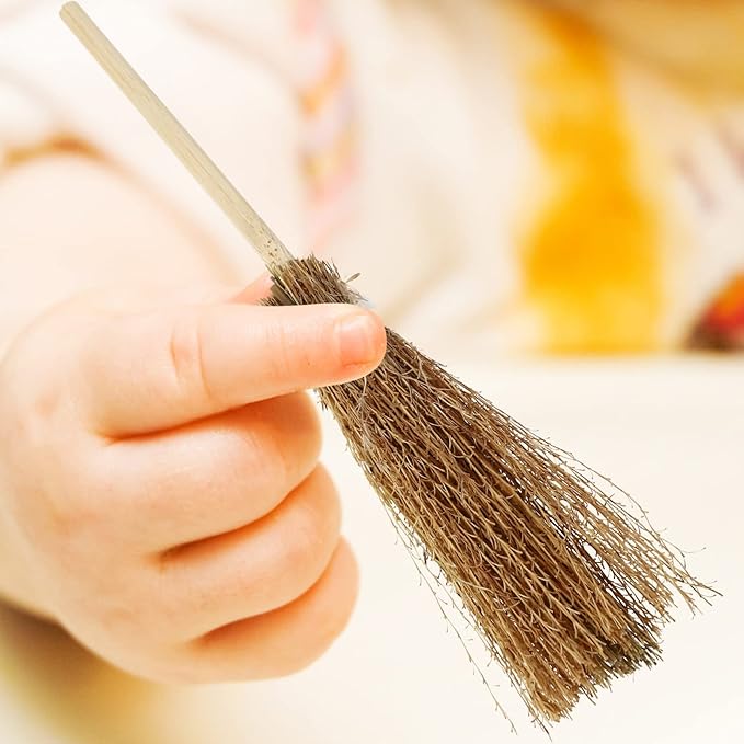 Toyvian Mini Hand-Woven Broom Dollhouse Decor Simulation Decorative Broom Props for Crafts and Fairy Tale Scenes 7.08 Inch Petite Doll Accessory