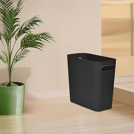 Platic Trash Can - Small Waste basketbin - 1.8 Gallon- for Office,Home,Bathroom,Kitchen - Black