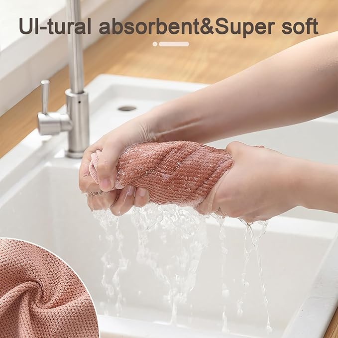 K&janet6am Dish Cloths for Washing Dishes, 6 Pack Kitchen Dish Towels, Super Absorbent Microfiber Cleaning Cloth, Barista Micofiber Cloths for Espresso Machine,12x12 Inches