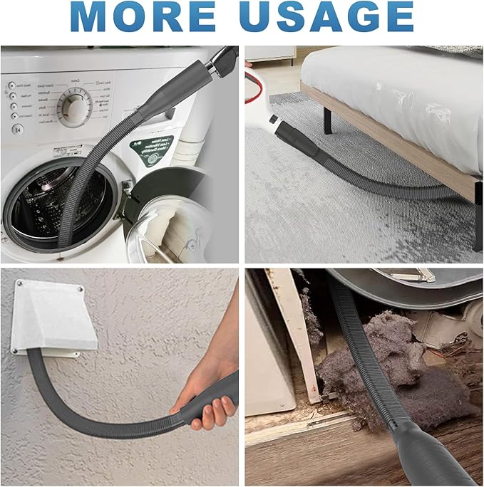 Dryer Vent Cleaner Kit Vacuum Hose Attachment, Quickly Removes Lint, Cleaning Supplies, Black