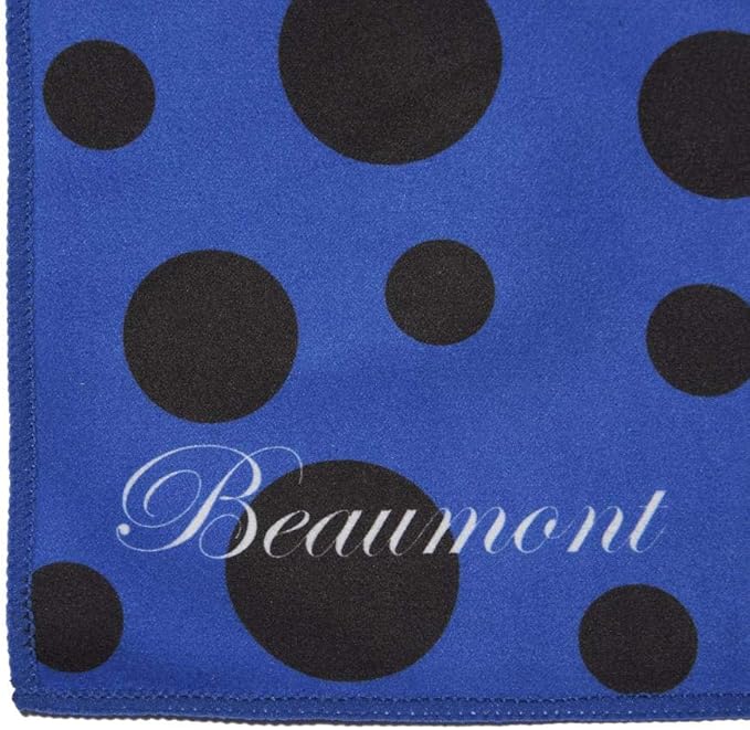 Beaumont Musical Polishing & Cleaning Patterned Blue Polka Dot Instruments Trumpet Clarinet Sax Flute Recycled Microfibre Cleaning Cloth Brass Silver 25 x 25cm (BFC-BP)