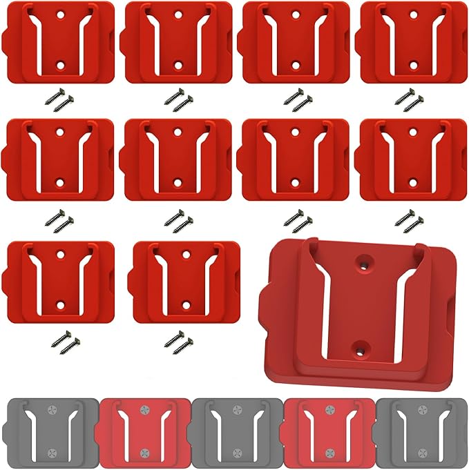 Battery Holder for Milwaukee 18 18V Battery (No Battery), 10Packs Wall Mount Batteries Storage for Wall, Work Van, Shelf, Toolbox