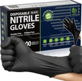 Nitrile Gloves Disposable Latex Free, 4 Mil Black Food Grade Powder Free Rubber Gloves for BBQ, Cooking, Cleaning