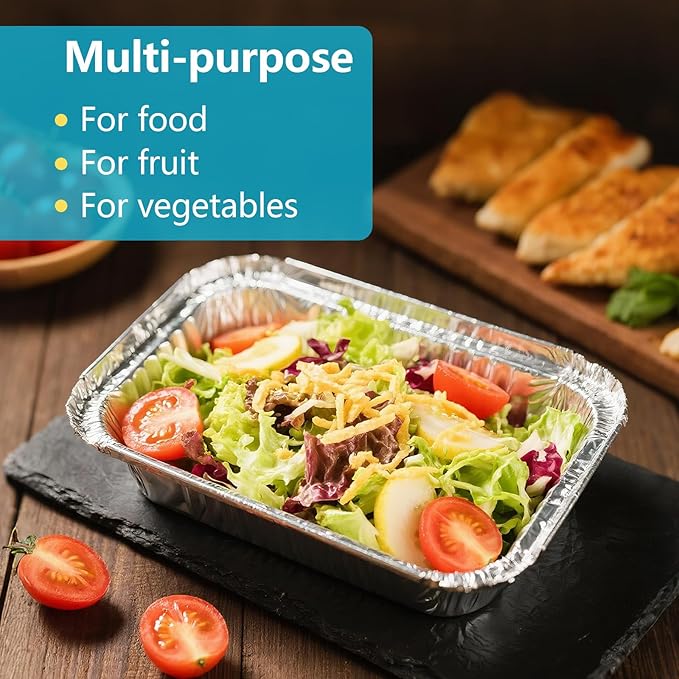 9x13 Thickened Aluminum Foil Pans, 10Pack Extra Deep Disposable Aluminum Pans for Roasting, Baking, Cooking, Food Prep, Chafing, Steam Table, Oven, Cake, and Party Catering.