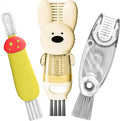 Cup Lid Cleaning Brush, Multifunctional Set with 3 in 1 Lid Cleaner and Two 4 in 1 Cup Lid Cleaning Brushes, Cleaning Brush Tool for Bottles, Straws, Tumblers, Travel Mug Caps, Portable Kit (Yellow)