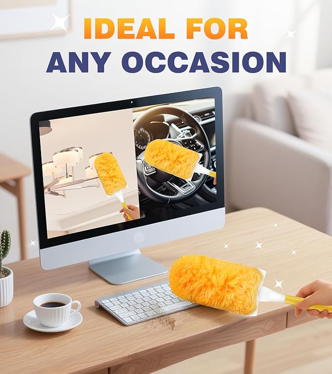 30 Count Duster Refills for Swiffer Dusters, 360° Heavy Duty Duster for Swiffer Duster Refill Unscented Disposable Duster Refills for Cleaning Home, Office, Corners, Blinds, Car (1 Handle)