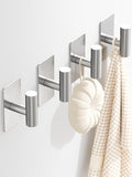 Towel Hooks for Bathrooms – 4 Pack, Brushed Silver Finish, T-Shaped Stainless Steel Adhesive Wall Hooks for Robes & Towels in Kitchen, Shower, or Closet