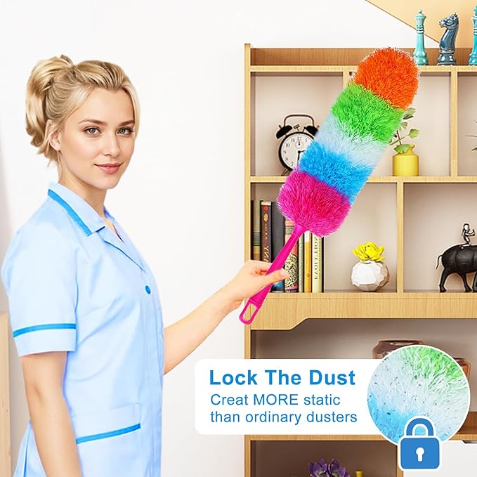 2 Pack Microfiber Hand Dusters,Reusable, Bendable and Washable, Feather Duster