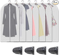Hanging Garment Bags 7 Piece Set - 60 Inch Translucent Dust Proof Clothes Bag White Breathable Full Zipper Dust Cover for Suit Dance Costumes Gown Dress | 4 Portable Travel Shoe Bags
