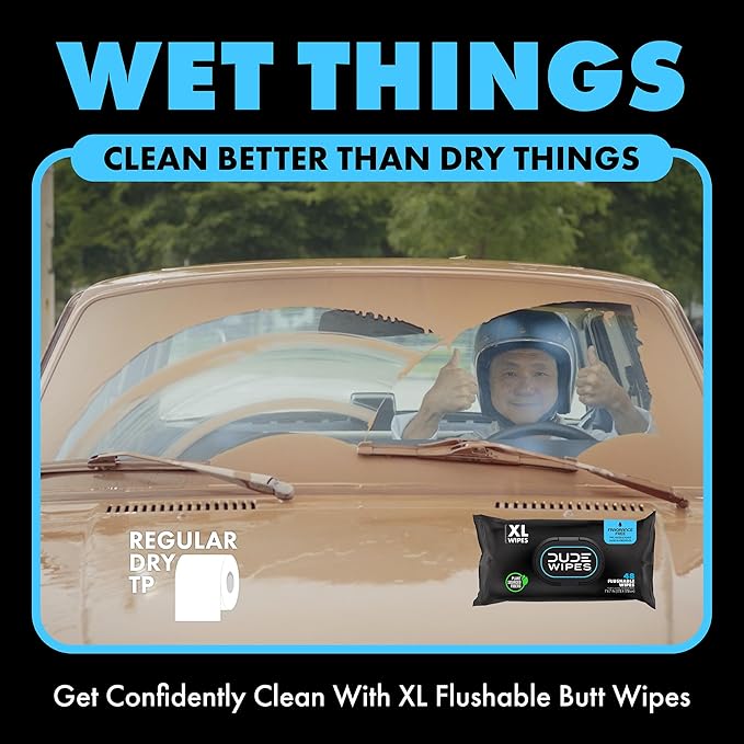 DUDE Wipes - Flushable Wipes Travel Package, Extra Large - Unscented - with Vitamin E & Aloe - Septic and Sewer Safe, 18 Count (Pack of 72)