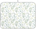 Eucalyptus Leaves Dish Drying Mat for Kitchen Countertop 16x18 Green Small Drying Mat Reusable Quick Dry Dish Sink Mats Easy Clean Decorative Essentials