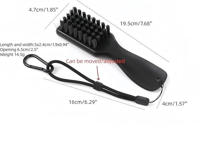 Golf Club Cleaner Brush with Rope and Metal Clasp,Multi-Function Golf Groove Dirt Mud Remover,Stiff Bristles Shoe Cleaner/Portable Golf Cleaning Tool fit for Hiking/Farm/Walking Boot
