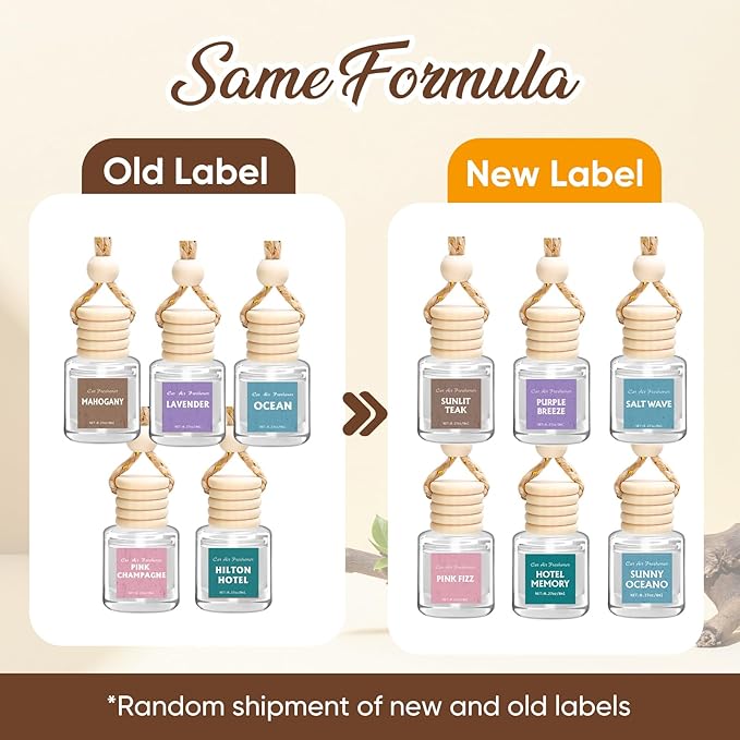 AROIC Car Air Freshener, 18 Pack Long Lasting Hanging Car Air Freshener Diffuser Set for Women & Men, 6 Scents Essential Oil Vehicle Aroma Fragrance Valentines Day Gift (8ml Each)