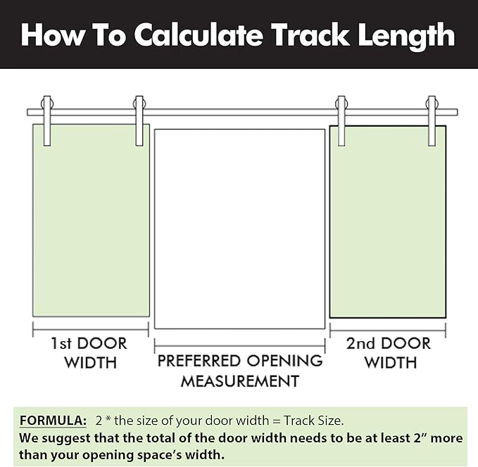 Homacer Brushed Nickel Non-Bypass Sliding Barn Door Hardware Kit, for Two/Double Doors, 4.5ft Long Flat Track, Classic Design Roller, Heavy Duty, for Interior Use Only（Doors Not Included）