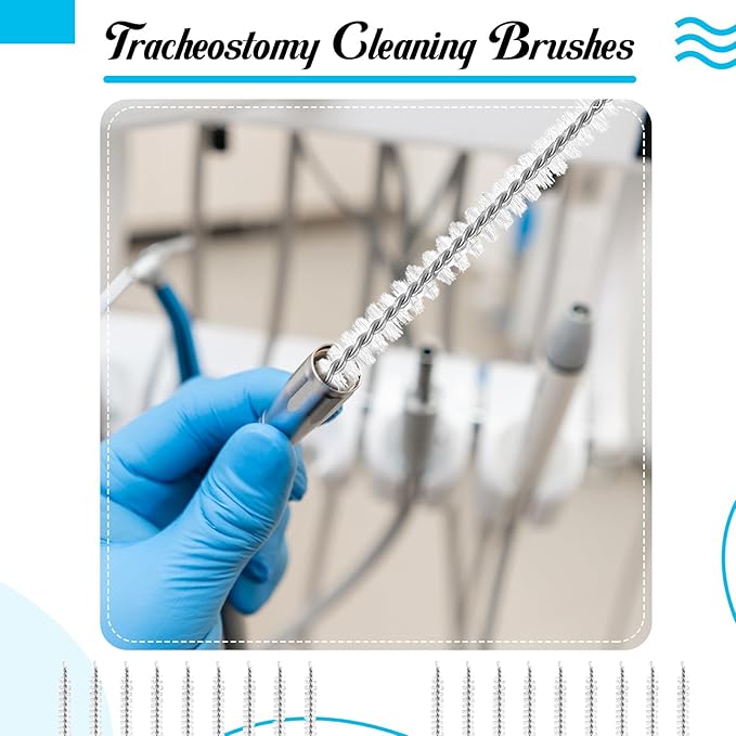 TrelaCo 50 Pcs Tracheostomy Cleaning Brushes Trach Brush Nylon Bristle Tracheostomy Brushes Pipe Tube Cleaning Brush for Supplies, 10mm