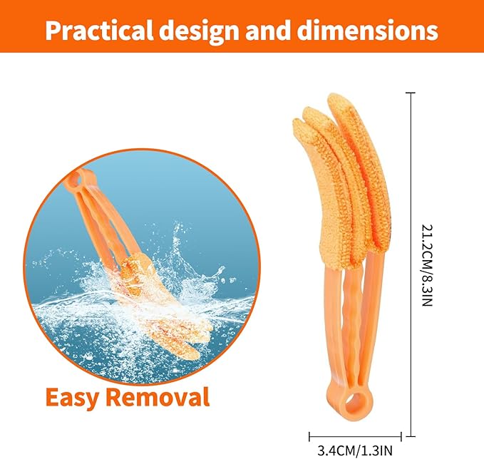6 Pcs Window Venetian Blind Cleaner Duster Tool, Microfiber 6 Finger Duster Brush for Cleaning Window Shutters, Air Conditioner, Wood & Vinyl Blinds, Includes 6 Cloth Covers
