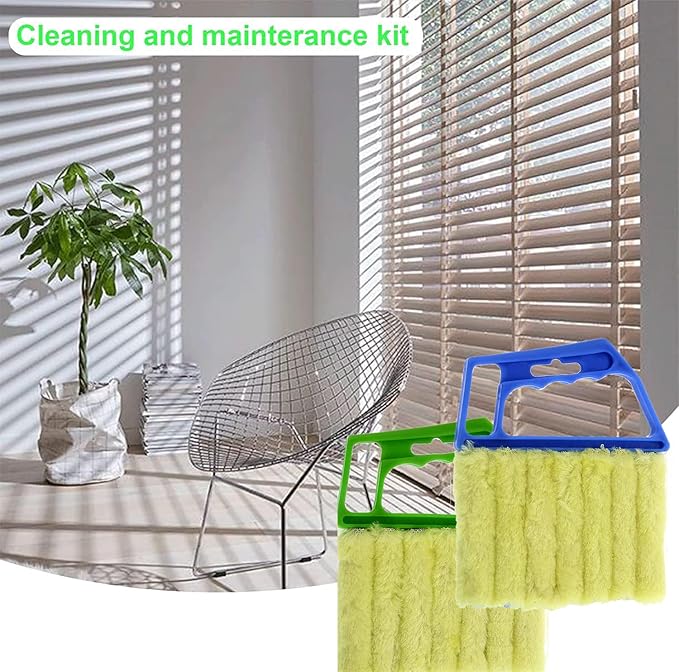 2 Pcs Washable Window Blind Cleaner - Hand-Held Mini Duster Brush for Wood Blinds, Venetian Shades & Air Conditioner Duster