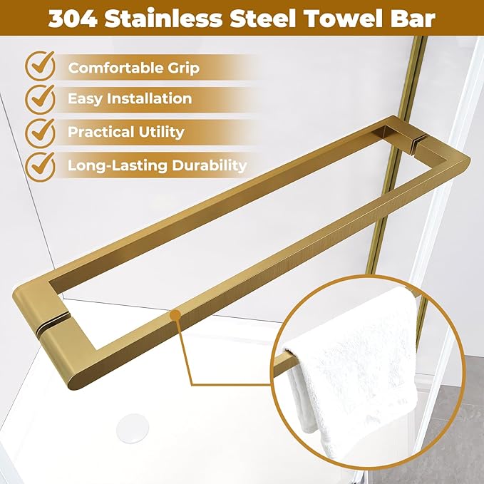 36" D x 36" W x 72" H Neo-Angle Shower Door with Shower Pan, Corner Shower Enclosure with Explosion-Proof Film and Nano Coating, Stainless Steel Frame, 1/4” (6MM) Tempered Glass, Brushed Gold