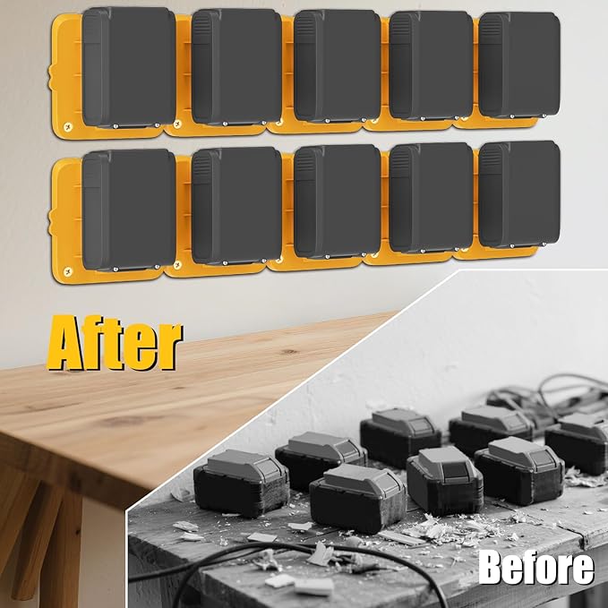 Battery Mount Holder Compatible for Dewalt 20V 60V Battery Dock Holder Fit for DCB200 DCB203 DCB206 Batteries- 10 Pack