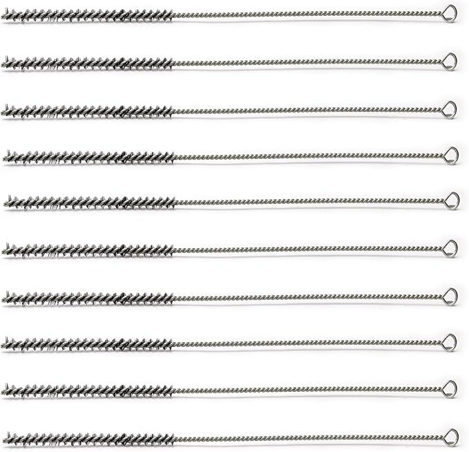 Utoolmart Steel Wire Tube Brush, Stainless Steel Spiral Power Bottle Cleaning Brush Long-Handle Bristle Pipe Cleaning Tool, 0.3-inch Diameter 12-inch Length,10pcs