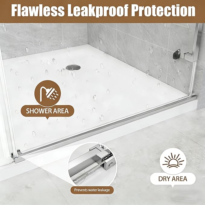 Frameless Shower Door, 56-60" W x 75" H 5/16" 8mm Glass Sliding Shower Doors with Explosion-Proof Film, Shower Doors for Walk in Shower with Tempered Glass Stainless Steel Hardware, Brushed Nickel