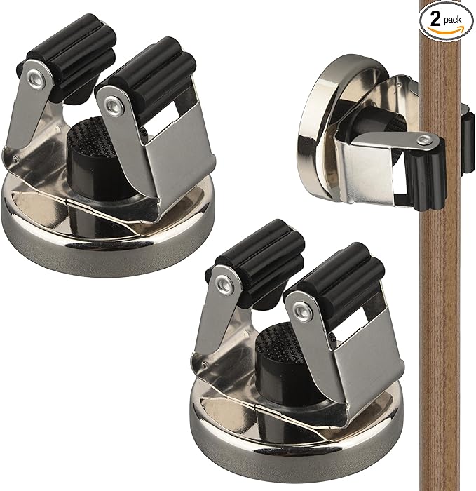 ULIBERMAGNET Magnetic Mop Broom Holder,Heavy Duty Movable Magnetic Tools Holder,2 Pack Anti-slip Magnet Mounted Utility Storage Shovel,Rake,Brush,Yard Tools in Kitchen,Laundry Room,Bathroom,House