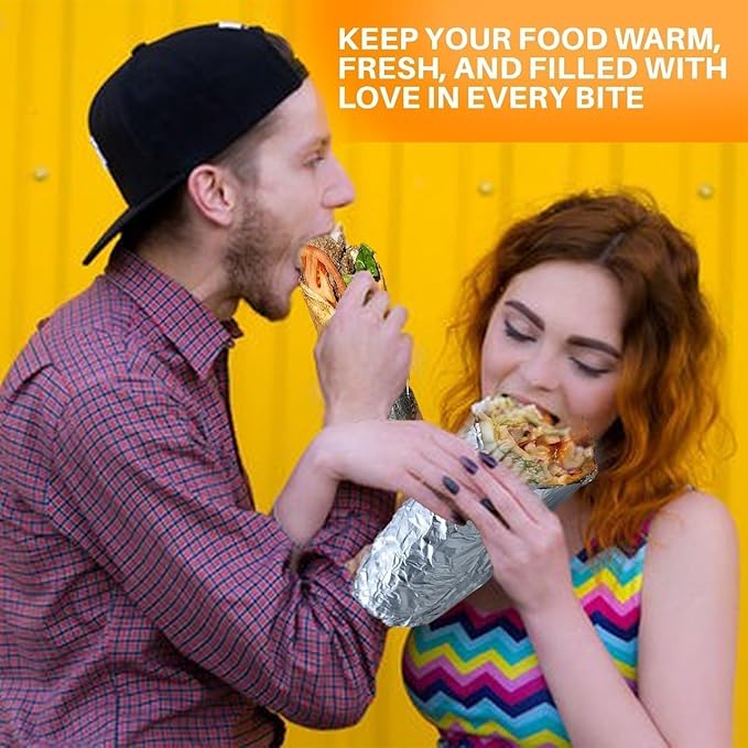 150 sheets Insulation Sandwich Wrapping Paper Aluminum Foil Sheets - 10 3/4" x14" - Aluminum Foil Sandwich Wrap Sheets For Sandwich Wraps, Burritos and BBQ