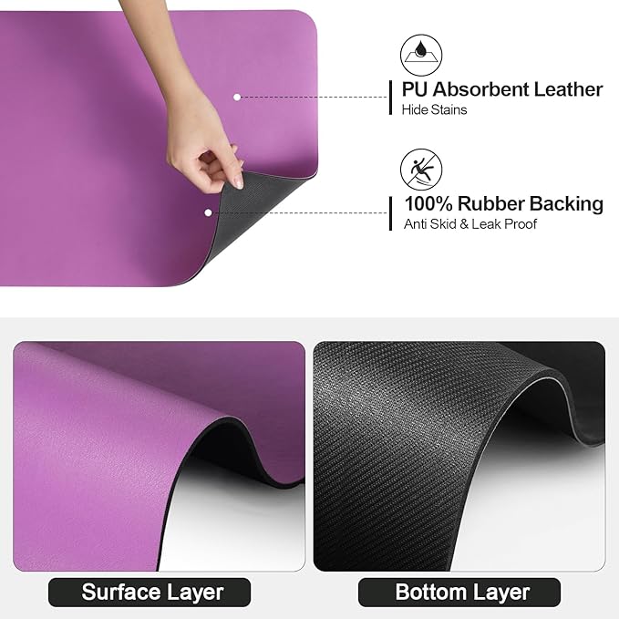 Dish Drying Mat for Kitchen Counter | Coffee Bar Mat for Countertops | Heat Resistant Drainer Mat with Non-slip Rubber Backed | Hide Stain Kitchen Absorbent Draining Mat | Purple 18"x32"