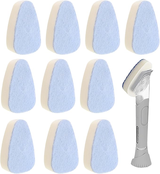 Non Scratch Sponge Refills - Compatible with Scrub Daddy Wand. Pack of 10. Gray.
