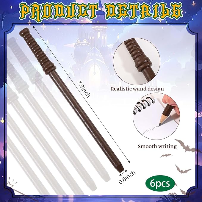 24 Pcs Magical Wizard Notepads Set Spiral Notebooks and Magic Wand Pencils Witch Broom Pencils Magical Wizard School Mini Notepads Small Pocket Journal Goodie Bag Stuffers for Wizard School Classroom Favors Supplies