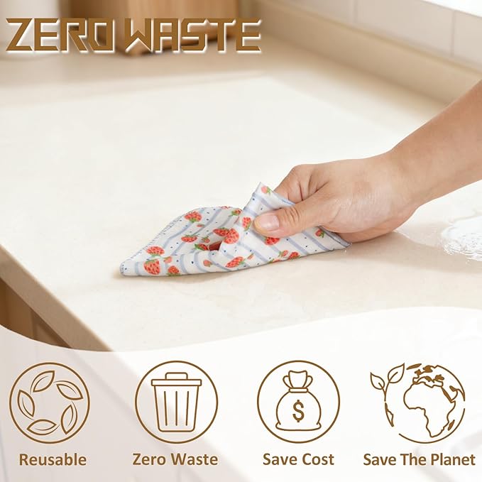 25 Pack Reusable Tissue Paperless Towel Roll Washable Cotton for Kitchen Towels Zero Waste Products Replacement Tissue (RT-G)