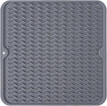Silicone Dish Drying Mat, Non-Slip Easy Clean Sink Mat Large Heat-resistant Dish Drainer Mat for Kitchen Counter, Sink, Refrigerator or Drawer liner (12" x 12", GREY)