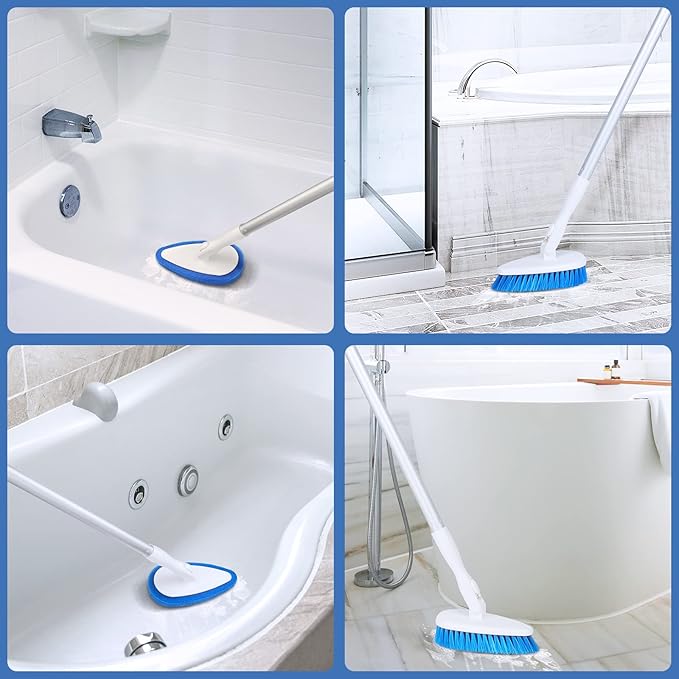 Qaestfy Bathtub Brush Refill Replacement Shower Tub and Tile Cleaning Lock in Place Scrub Brushes Head for Bathroom Wall Floor Scrubbing Compatiable with QAE008 & QAE002 Model QAE010