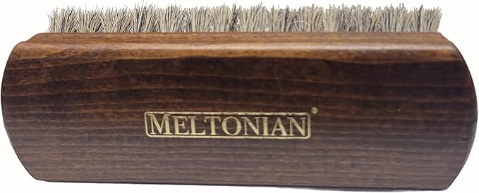 Meltonian Horsehair Polishing Brush for Leather - German Made Shoe Shine Brush with Ergonomic Handle, Gently Cleans and Shines, Won't Scratch, Ensures Comfortable Grip, Grey, 6 Inch