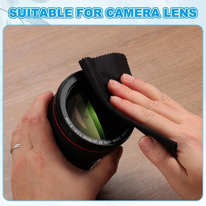 PATIKIL Glasses Cleaning Cloth 7" x 5.6", 6 Pcs Eyeglasses Polishing Cloth Soft Wipe Screen for Camera Lens Eyeglasses Screens Smart Devices, Black