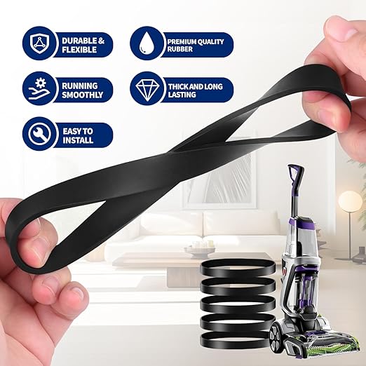 5Pack Replacement Belts for Bissell 2910, 2987, 2806, 28062, 29878, 29879, 2190W PowerForce TurboClean PowerBrush Pet Carpet Cleaner, Flat Pump Belt Compatible with Part #1606428