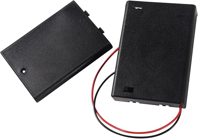 4 Pieces 3 Slots 1.5V AA Battery Case Holder Battery Spring Clip Storage Box with Wire and On/Off Switch
