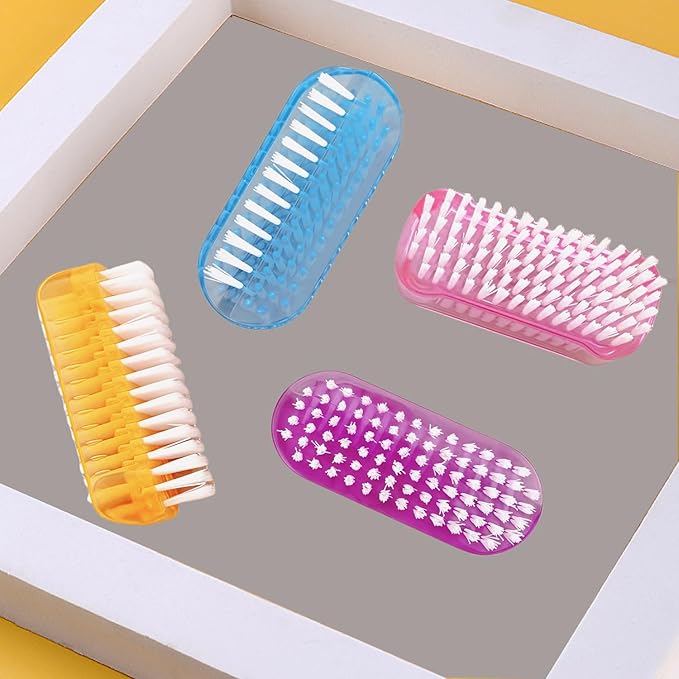 Nail Brush Two Sided Hand Fingernail Scrub Brushes Soft Stiff Bristles Scrubber Nails Toes Cleaning Brush for Men Women Kids 4 PCS