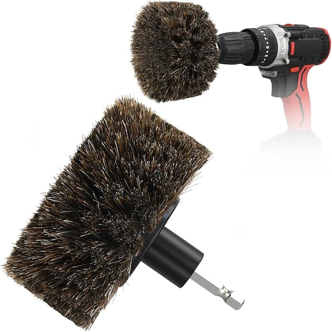 DkOvn Horse Hair Brush for Drill, for Leather, Car Interior, Car Wheel, Upholstery, Furniture, Carpet