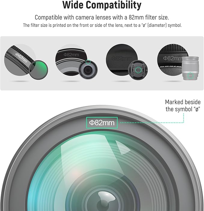 Neewer 82mm Lens Cap Kit (2 Pack), Lens Cover with Anti Loss Strap and Cleaning Cloth, Compatible with Canon Nikon Sony Fujifilm Panasonic Camera Lens of 82mm Diameter
