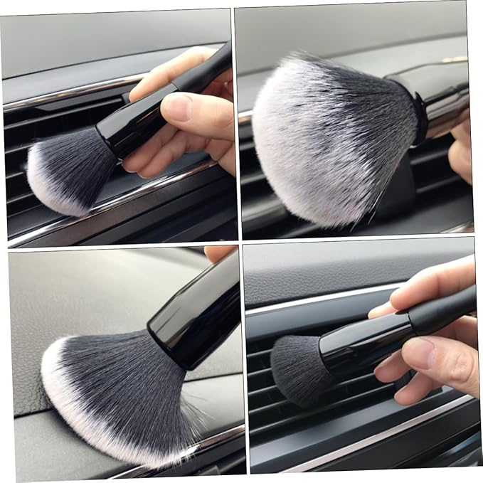 Car Detailing Brush Air Vent Cleaning Brush Soft Bristle for Automotive Air Conditioner Vent Dust Removal Black and White