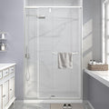 Semi Frameless Pivot Shower Door 36-42" W x 72" H, Swing Shower Glass Doors with Nano Explosion-Proof Film Tempered Glass 1/4"(6mm) Reversible Installtion, Brushed Nickel Finish