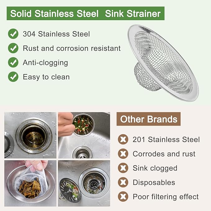 50pcs Mesh Sink Strainer, 2.75" Top/1" Stainless Steel Slop Basket Filter Trap, Metal Bathtub Kitchen Drain Strainer, Hair Basket Drain - Fits Most Kitchen Sinks, Bathroom Sinks,Shower Drains