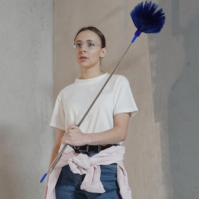 Extendable Cobweb Cleaning Brush with Long Handle for Indoor and Outdoor Use Spiderweb Cleaner Duster for Ceiling Fans Hard-to-Reach Corners and Furniture